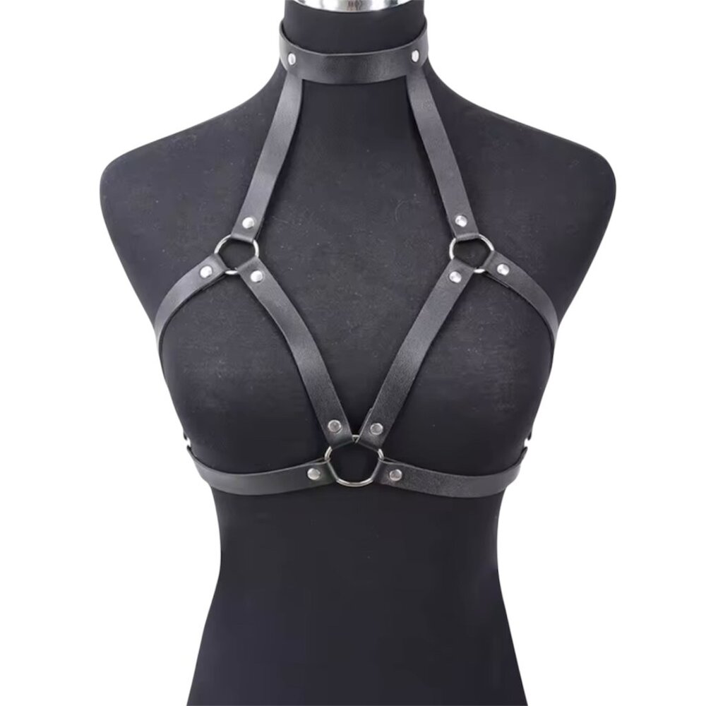 Women Black Punk Chest Harness Belt